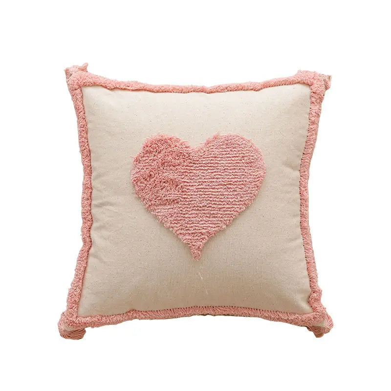 Pink Cotton Tufted Pillow Cover With Tassels Ins Sweet Decorative Pillowcase For Sofa Chic Boho Funda Cojin Cushion Cover