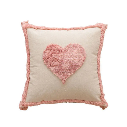 Pink Cotton Tufted Pillow Cover With Tassels Ins Sweet Decorative Pillowcase For Sofa Chic Boho Funda Cojin Cushion Cover