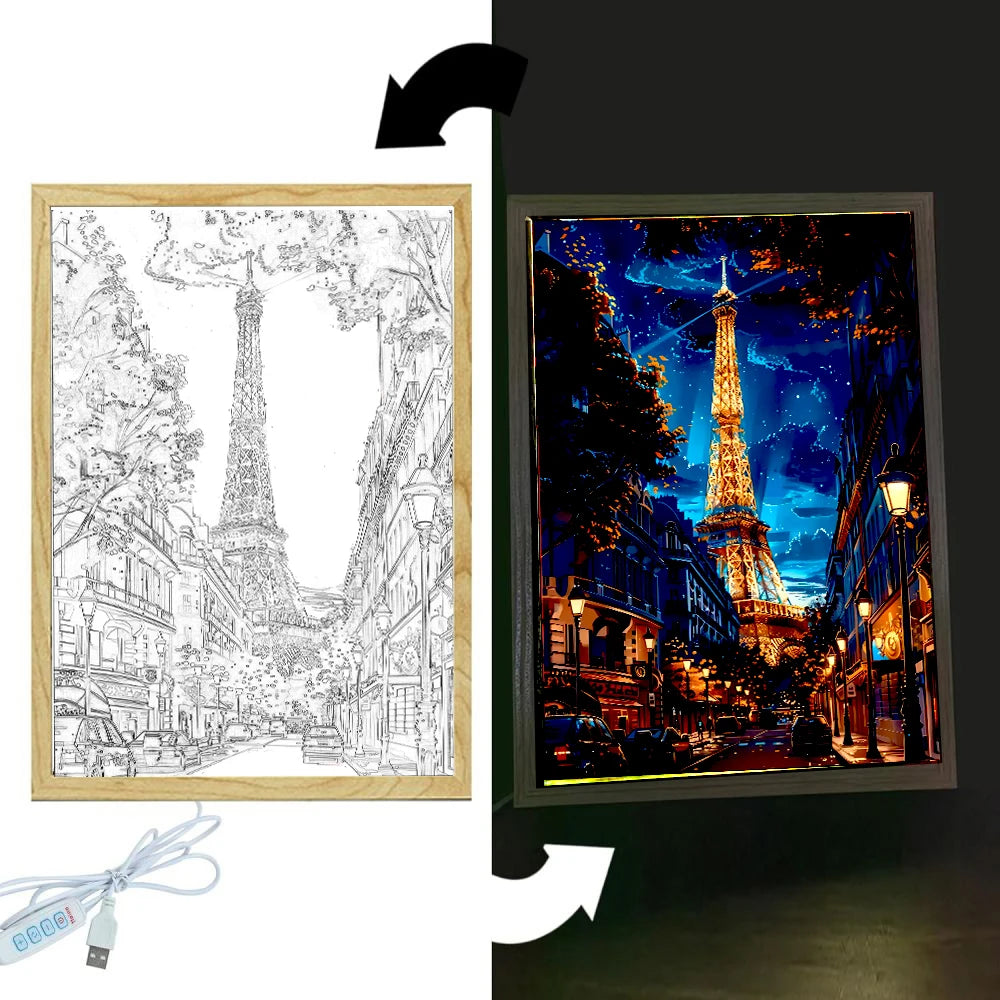 Paris Light Frame Lamp – LED Night Light Wall Art