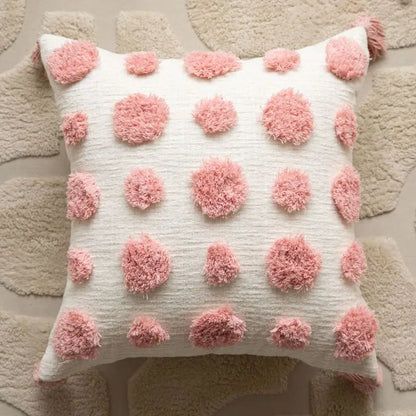 Pink Cotton Tufted Pillow Cover With Tassels Ins Sweet Decorative Pillowcase For Sofa Chic Boho Funda Cojin Cushion Cover