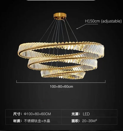Luxury Spiral Chandelier – LED Crystal DNA Design