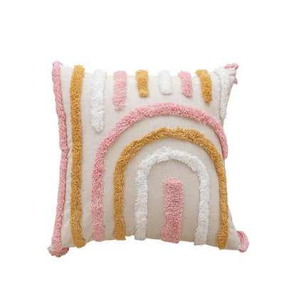 Pink Cotton Tufted Pillow Cover With Tassels Ins Sweet Decorative Pillowcase For Sofa Chic Boho Funda Cojin Cushion Cover