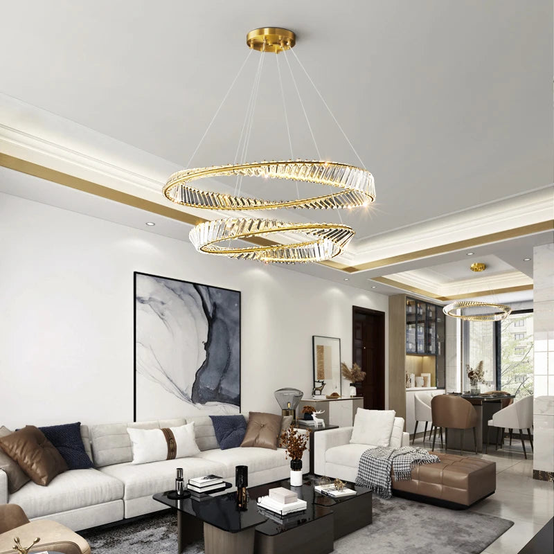 Luxury Spiral Chandelier – LED Crystal DNA Design