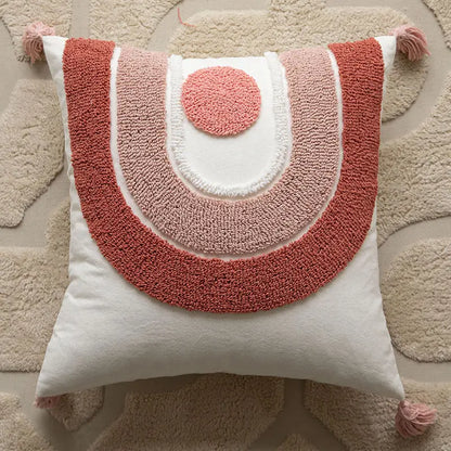 Pink Cotton Tufted Pillow Cover With Tassels Ins Sweet Decorative Pillowcase For Sofa Chic Boho Funda Cojin Cushion Cover