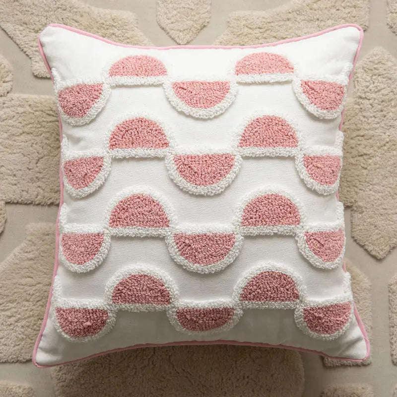 Pink Cotton Tufted Pillow Cover With Tassels Ins Sweet Decorative Pillowcase For Sofa Chic Boho Funda Cojin Cushion Cover