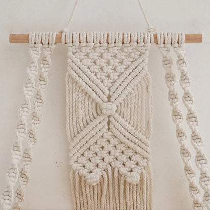 2 Tier Macrame Wall Hanging Floating Shelf Natural Cotton Rope Boho Home Decor Wooden Wall Shelf Candle Holder Floating Shelves