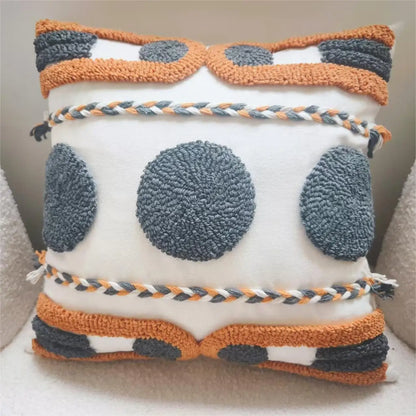 Pink Cotton Tufted Pillow Cover With Tassels Ins Sweet Decorative Pillowcase For Sofa Chic Boho Funda Cojin Cushion Cover